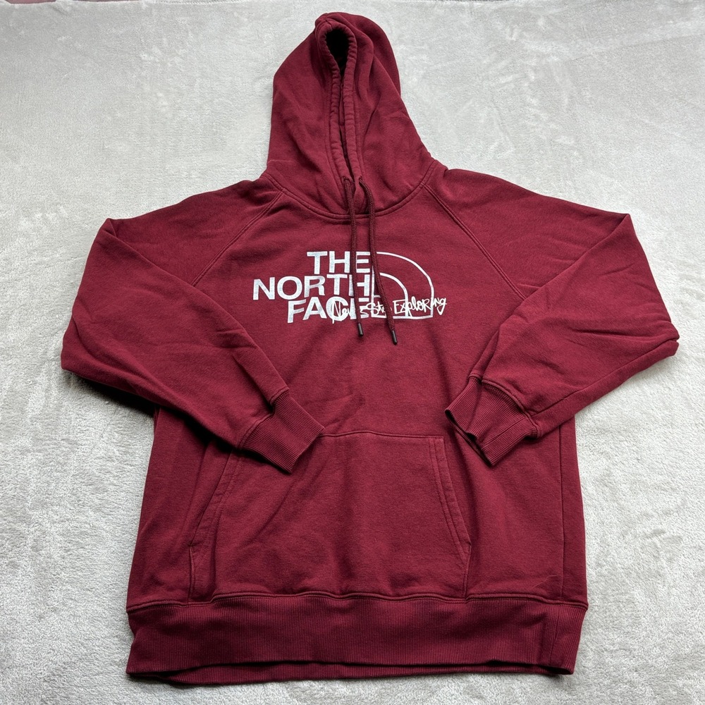 The North Face Hoodie Womens L Burgundy Maroon Pullover Raglan Fleece Gorpcore